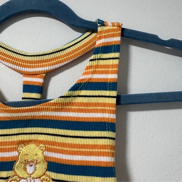 Care Bears Cropped Striped Racerback Tank Top Women's Size Large Sunshine Bear - Picture 6 of 12